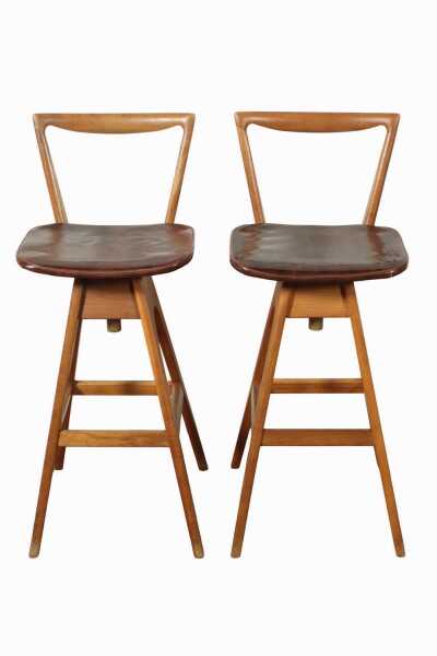 PAIR OF "DANISH" BAR STOOLS