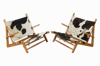 PAIR OF LOWLINE ARMCHAIRS