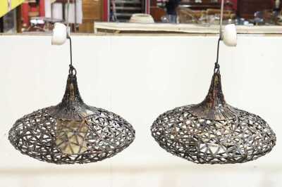 PAIR OF PENDANT LIGHT SHADES
