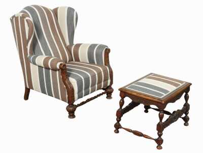 WINGBACK ARMCHAIR & FOOTSTOOL