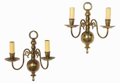 PAIR OF BRASS SCONCES
