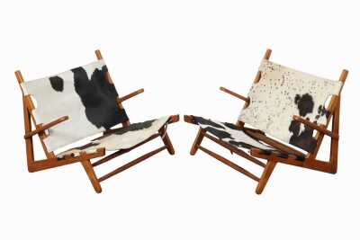 PAIR OF LOWLINE ARMCHAIRS