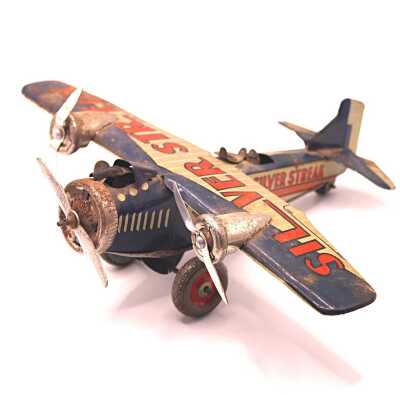 KURAMOCHI SILVER STREAK TIN PLATE PLANE