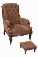 GRANDFATHER CHAIR & STOOL