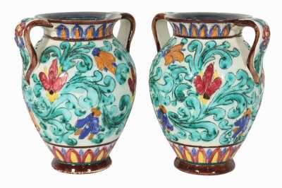 PAIR OF MAJOLICA MONACO VASES