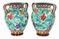 PAIR OF MAJOLICA MONACO VASES