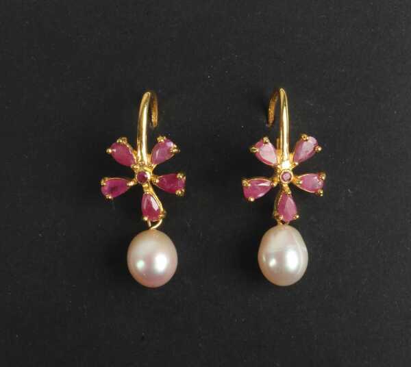 RUBY & PEARL EARRINGS