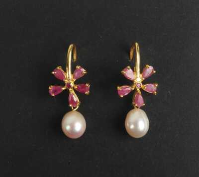 RUBY & PEARL EARRINGS