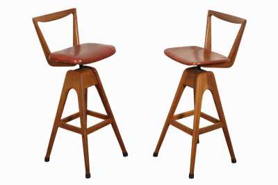 PAIR OF "DANISH" BAR STOOLS