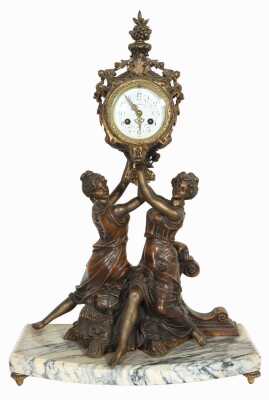FIGURAL SPELTER CLOCK