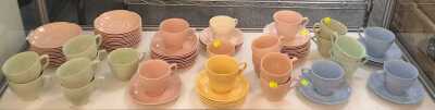 COLOURFUL TEACUPS & SAUCERS