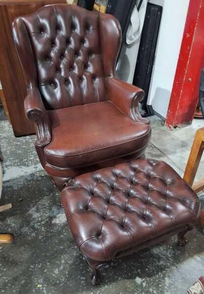 LIBRARY ARMCHAIR AND STOOL