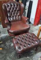 LIBRARY ARMCHAIR AND STOOL