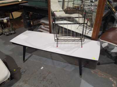 COFFEE TABLE AND MAGAZINE RACK