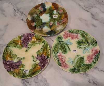 3 Majolica Oyster Plates