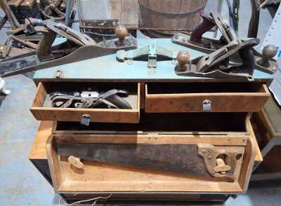 Carpenters Tool Box And Tools