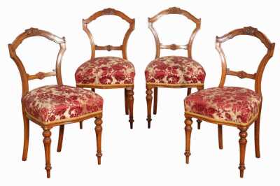 Set Of Walnut Dining Chairs