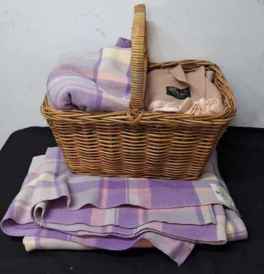 Three vintage woollen blankets