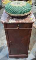 MAHOGANY BEDSIDE AND STOOL