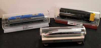 THREE DISPLAY MODEL TRAINS