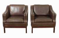 PAIR OF DANISH LEATHER LOUNGE CHAIRS - 2