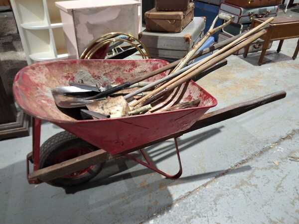 WHEEL BARROW AND TOOLS