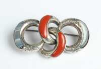 SILVER AGATE BROOCH