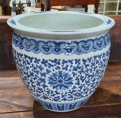 Blue And White Glazed Planter