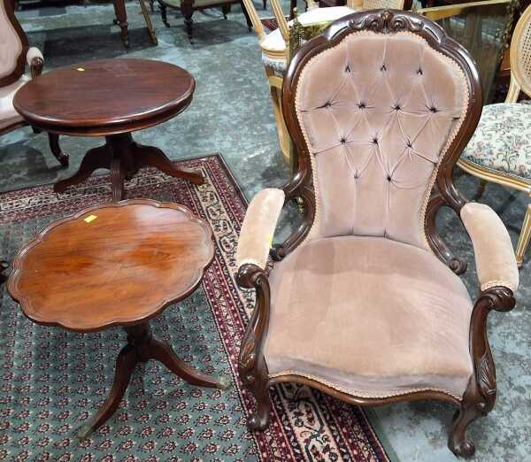 ARMCHAIR AND WINE TABLE