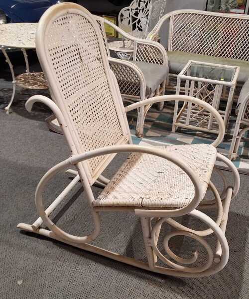SCROLLED CANE ARM CHAIR