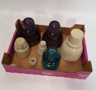 Groupof vintage glass and ceramic insulators