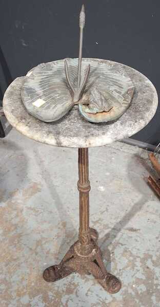 BRASS SUNDIAL AND PEDESTAL TABLE