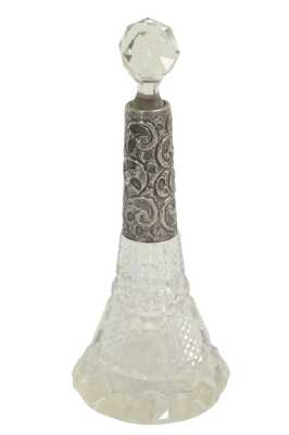 CRYSTAL AND SILVER PERFUME BOTTLE