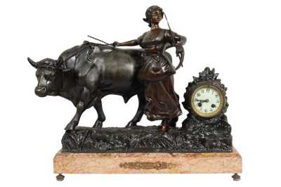 FIGURAL SPELTER CLOCK