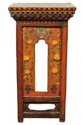 TIBETAN OLYCHROME PRAYER WHEEL CABINET