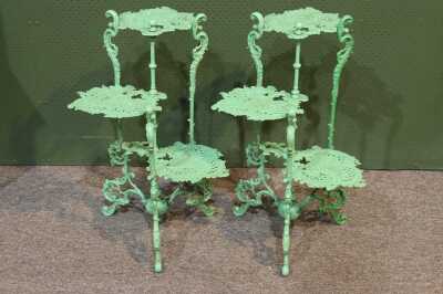 PAIR OF CAST IRON PLANT STANDS