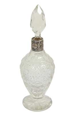 CUT CRYSTAL AND SILVER PERFUME BOTTLE