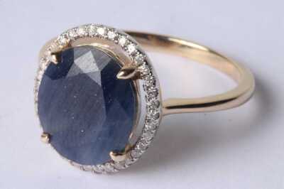 SAPPHIRE & DIAMOND GOLD RING