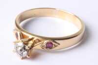 GOLD DIAMOND & RUBY RING