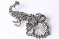 SILVER PEACOCK BROOCH
