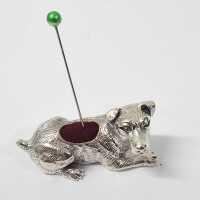 SILVER DOG PINCUSHION