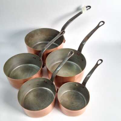 GRADUATED COPPER SAUCEPANS