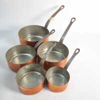 - SET OF 5 COPPER SAUCEPANS