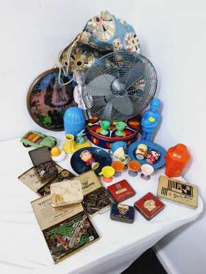 VINTAGE TOYS, EGG CUPS & TINS