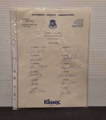 CRICKET (VICTORIA 1989): An official autograph sheet