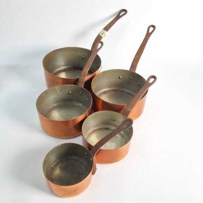 GRADUATED COPPER SAUCEPANS