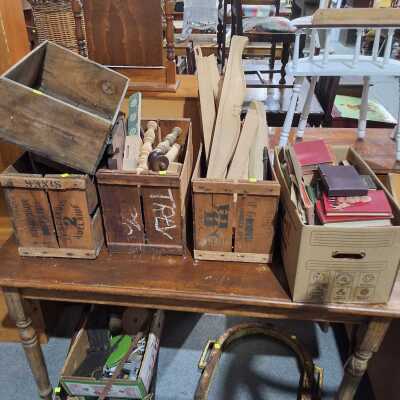 WOODEN LOT AND BOOKS