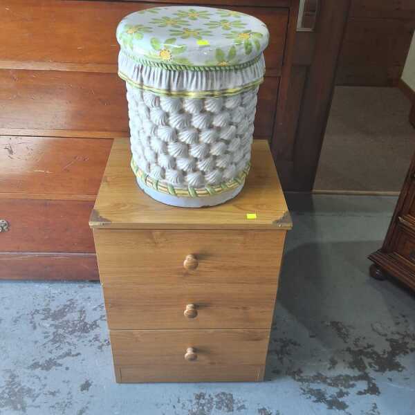 BEDSIDE AND STOOL