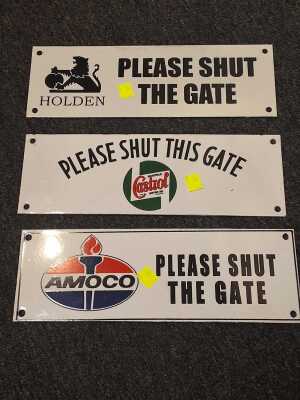 THREE VINTAGE STYLE ENAMEL SIGNS