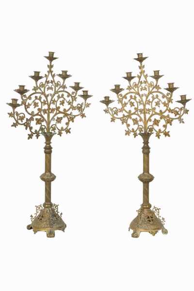 PAIR OF ECCLESIASTICAL CANDELABRA
